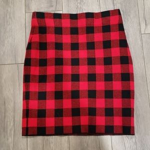 Buffalo plaid pencil skirt